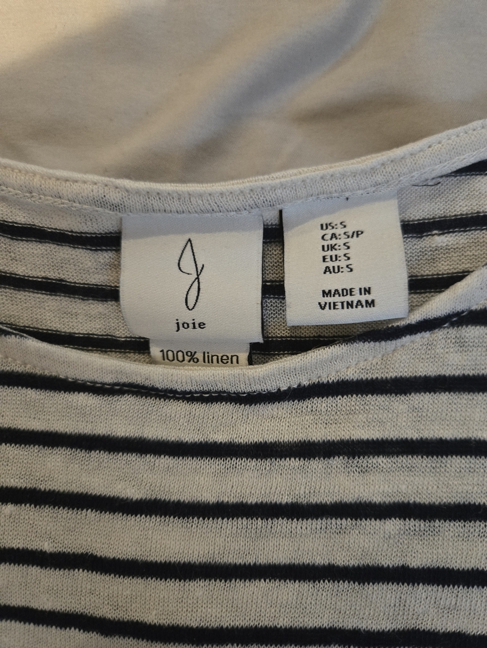 Joie | 100% Linen Tee with Navy Stripe Crewneck - Picture 4 of 7
